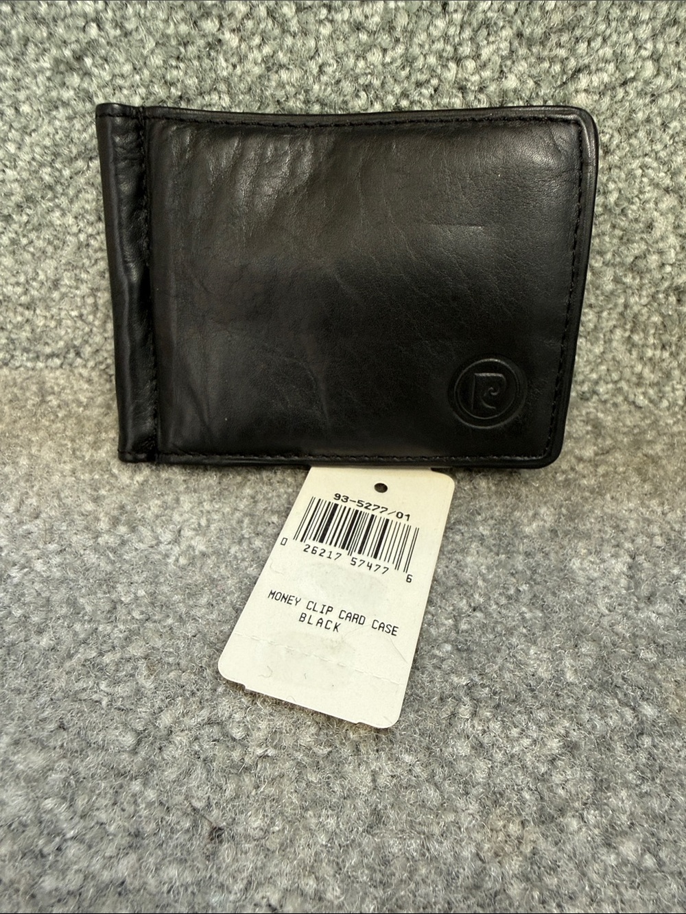 Rare Vintage Pierre Cardin Boutique Black Leather Money Clip Wallet